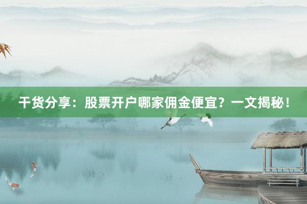 干货分享：股票开户哪家佣金便宜？一文揭秘！