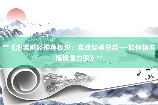 **《股票财经推荐板块：实战经验总结——如何精准捕捉潜力股》**