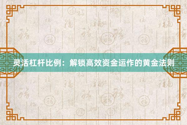 灵活杠杆比例：解锁高效资金运作的黄金法则
