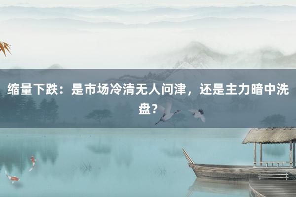 缩量下跌：是市场冷清无人问津，还是主力暗中洗盘？