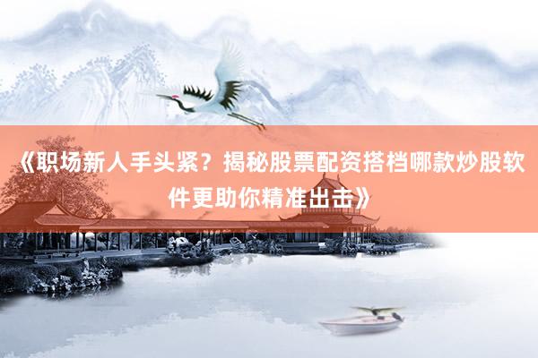 《职场新人手头紧？揭秘股票配资搭档哪款炒股软件更助你精准出击》
