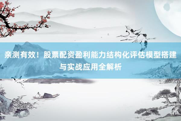 亲测有效！股票配资盈利能力结构化评估模型搭建与实战应用全解析