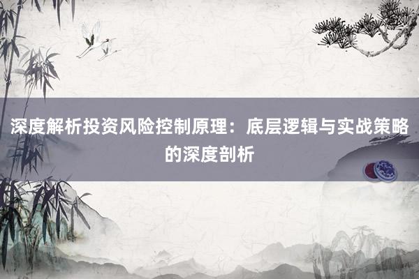 深度解析投资风险控制原理：底层逻辑与实战策略的深度剖析